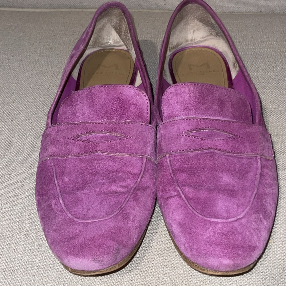 Marc Fisher LTD Women's Loafers 8 M Magenta Suede Leather Slip On Flats